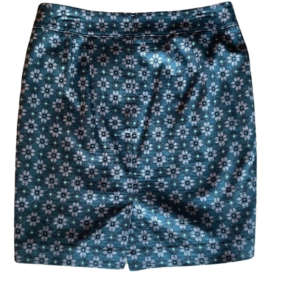 Loft outlet skirt preppy blue green white floral short fitted lined Size 12